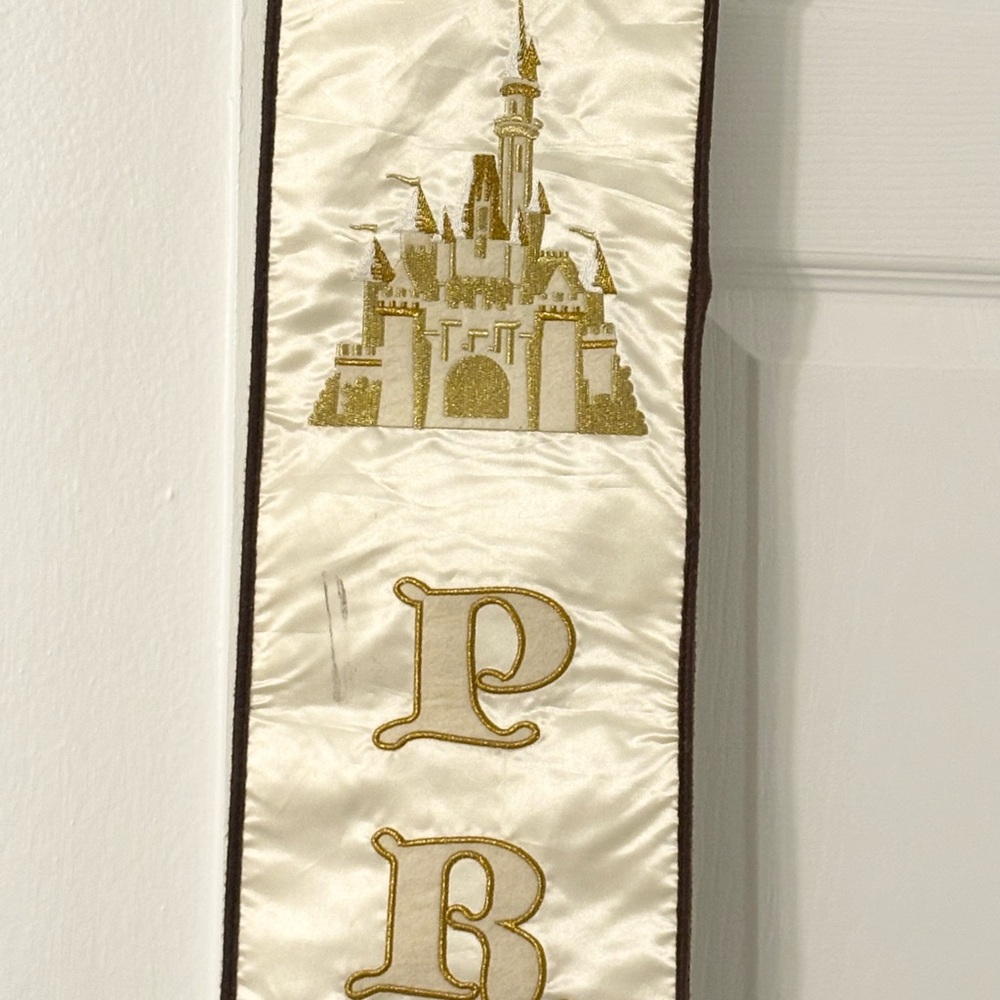 Gold and Cream Princess Castle Embroidered Sash